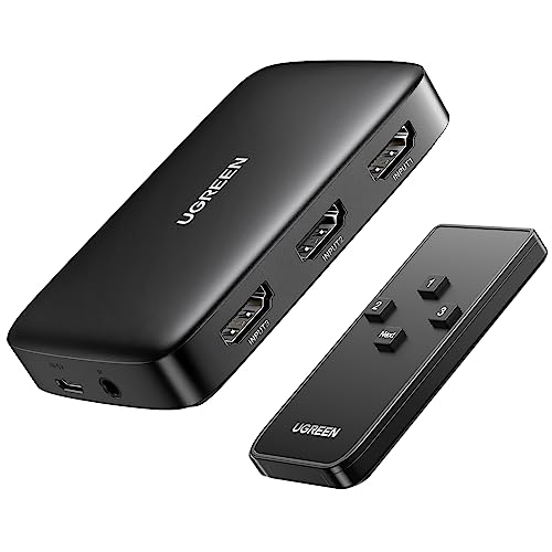 Ugreen Hdmi Switch 4K 3 In 1 Out, Switch Hdmi Uhd 3D, Splitter Hdmi 4K Compatibile Con Telecomando Supporta Tv Stick, Hdtv, Laptop, Pc, Console Di Gio