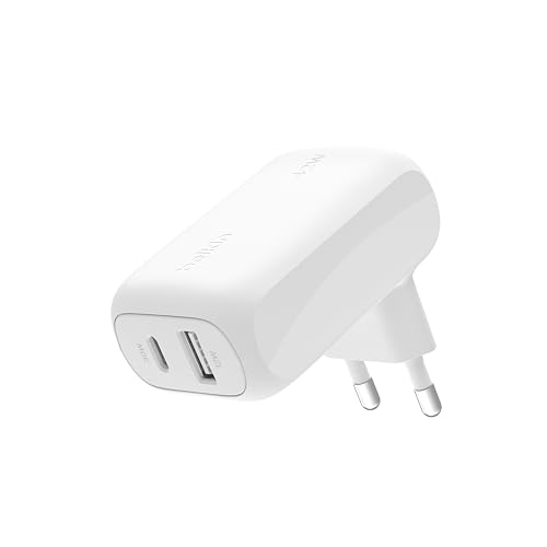 Belkin Boostcharge Doppio Caricatore Usb Da Parete Da 42 W, Ricarica Rapida Usb-C + Usb-A Per Iphone 15/15 Plus/15 Pro/15 Pro Max/14/14 Pro Max/ 13/Ga