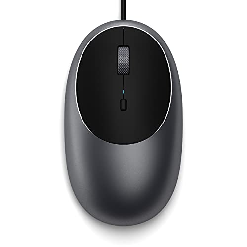 Satechi Aluminum C1 Mouse Usb-C Cablato - Mouse Ottico Per Computer - Per M2/M1 Macbook Pro/Air, M2/M1 Ipad Pro/Air, M2 Mac Mini, Imac M1 (Grigio Side