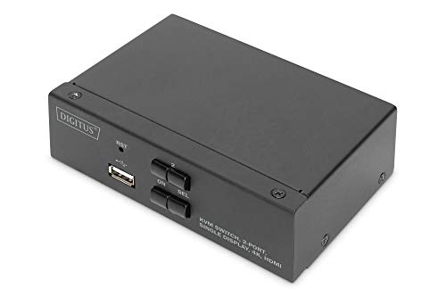 Digitus Kvm Switch Hdmi – 2 Porte A Display Singolo – 2 Pc 1 Monitor – 1X Mouse, Tastiera E Audio Per 2 Computer – Uhd 4K@30Hz (3840 X 2160P) – Hot-Ke