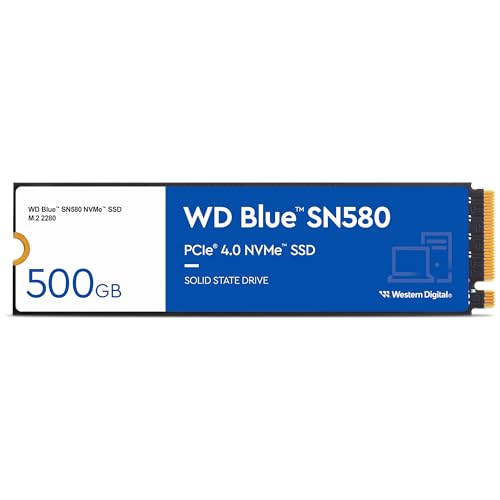 Wd Blue Sn580 500 Gb, M.2 Nvme Ssd, Pcie Gen4 X4, Con Velocità Di Lettura Fino A 4.000 Mb/S