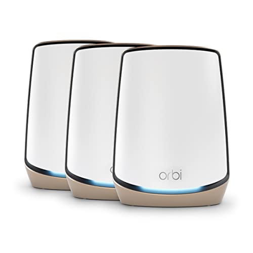 Netgear Orbi Rete Mesh Wifi 6 Rbk863S | Kit Da 3 | Router Wifi 6 Mesh Con 2 Satelliti, Copertura Fino A 540 M², 100 Dispositivi, Porta Da 10G, Armor C