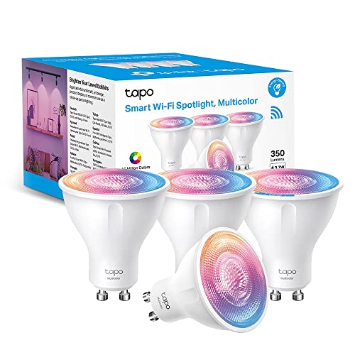 Tapo Tp-Link L630(4-Pack) Lampadina Wifi Intelligente Led Smart Gu10, Rgbw Multicolore, 16 Milioni Di Colori, Amazon Alexa, 350 Lumen, 3.5W, Risparmio
