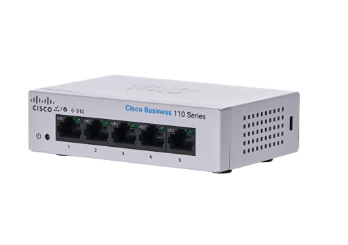 Cisco Business Cbs110-5T-D Unmanaged Switch | 5 Porte Ge | Desktop | Ext Ps | Limited Lifetime Protection (Cbs110-5T-D)