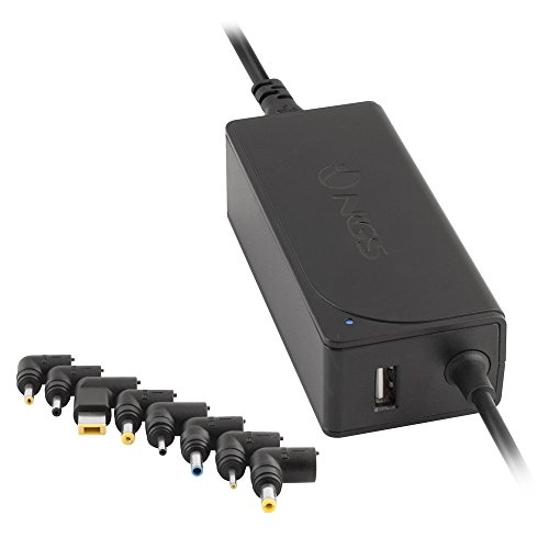 Ngs W-45W - Caricatore Universale Automatico 45 W Per Laptop, Alimentatore Con Uscita Usb 5V-2A E 8 Adattatori Compatibili Con Hp, Dell, Asus, Lenovo,