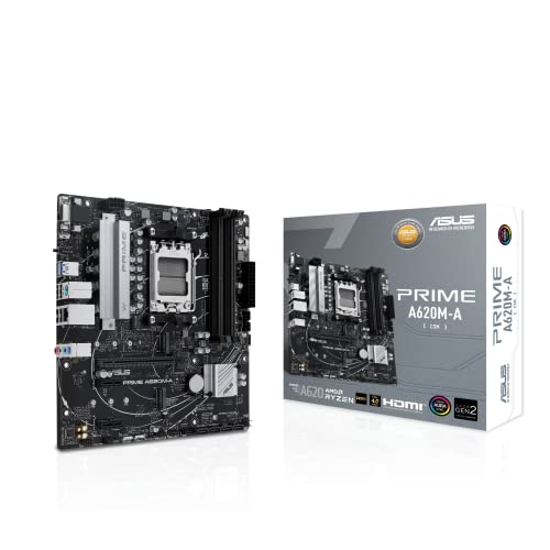 Asus Prime A620M-A-Csm Scheda Madre Amd Matx, Ddr5, 2 Slot M.2, Displayport, Hdmi, Vga, Usb 3.2 Gen 1 Type-C, Sata 6 Gbps, Bios Flashback, Cancellazio