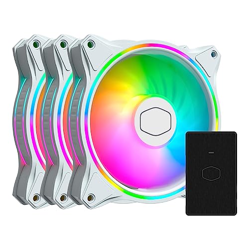 Cooler Master Masterfan 3In1 Mf120 Halo White Edition Argb - Rgb Indirizzabili A Doppio Anello, Protezione Sensore Inceppo E Telaio Riduzione Vibrazio