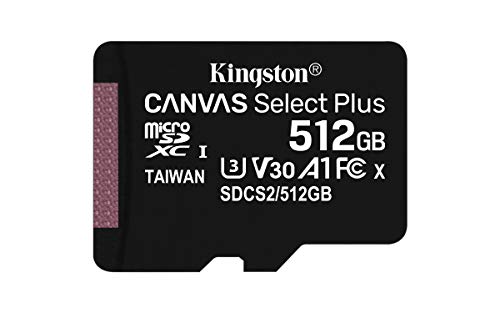 Kingston Canvas Select Plus Sdcs2/512Gbsp Scheda Microsd Classe 10, Senza Adattatore Sd, 512 Gb