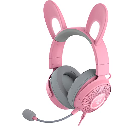 Razer Kraken Kitty Edition V2 Pro, Cuffie Rgb Cablate Con Orecchie Intercambiabili Da Gatto/Orso/Coniglio, Illuminazione Reattiva Allo Streaming, Audi