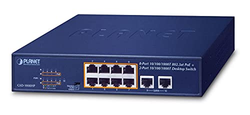 Planet Gsd-1008Hp Switch Di Rete No Gestito Gigabit Ethernet (10/100/1000) Nero 1U Supporto Power Over Ethernet (Poe)