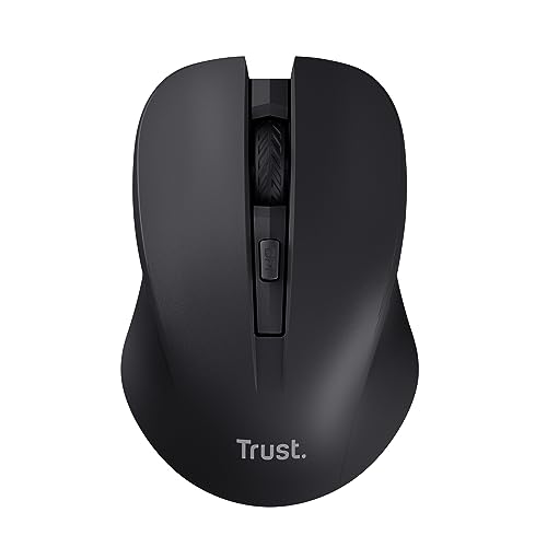Trust Mydo Mouse Wireless Silenzioso, 82% Plastica Riciclata, 1000-1800 Dpi, Microricevitore Usb, Rf 2.4Ghz, Per Mano Sinistra E Destra, Mouse Senza F