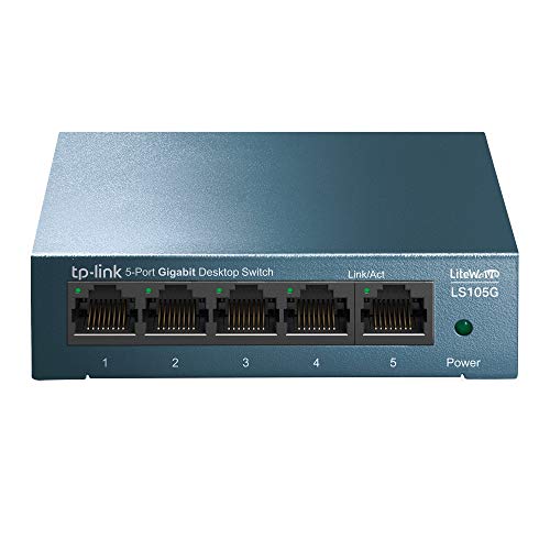 Tp-Link Ls105G Switch Ethernet 5 Porte Gigabit, Sdoppiatore Ethernet, Struttura In Metallo, 802.1P/Dscp Qos, Funzionamento Silenzioso, Montaggio Deskt