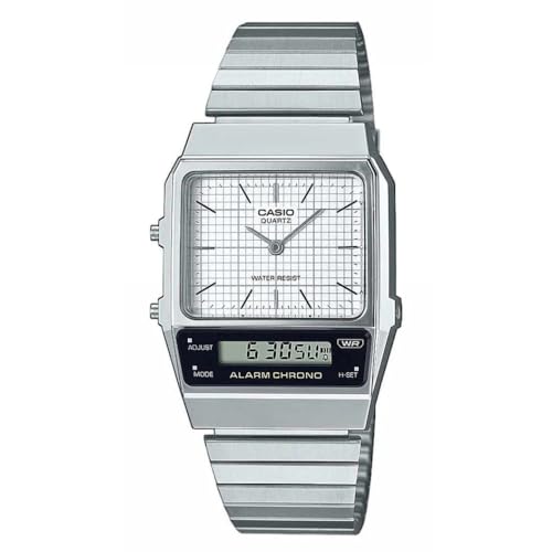 Casio Vintage Orologio Analogico Digitale Al Quarzo Uomo Con Cinturino In Acciaio Inossidabile Aq-800E-7Aef
