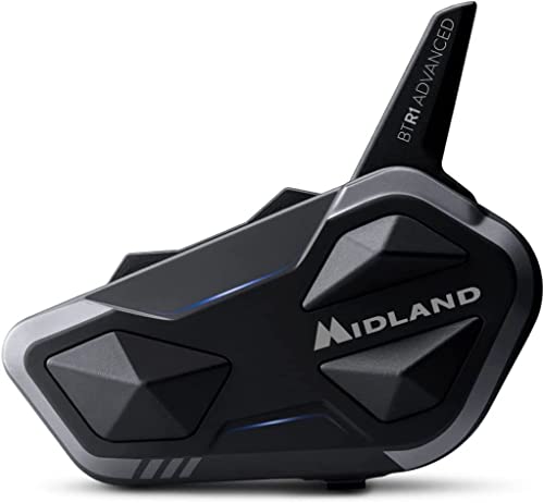 Midland Btr1 Advanced Singolo C1529, Interfono Moto Bluetooth Singolo, Auricolari Casco Impermeabili Ipx6, Cancellazione Rumore, Fino A 4 Persone, Bat