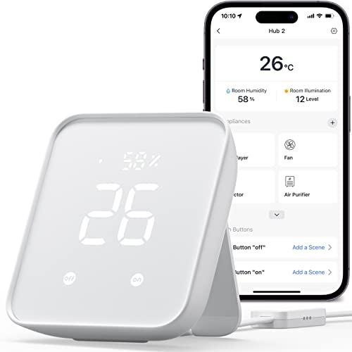 Switchbot Hub 2, Termometro Di Wifi, Igrometro, Telecomando Con Ir, Collega Switchbot Alla Rete Wi-Fi (2,4 Ghz), Compatibile Con Alexa&Google Assistan