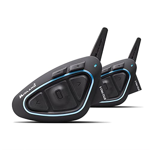 Midland Btx2 Pro S Lr Twin C1414.03, Interfono Moto Bluetooth Doppio, Auricolari Casco Impermeabili Ipx6, Cancellazione Del Rumore, Fino A 8 Persone,