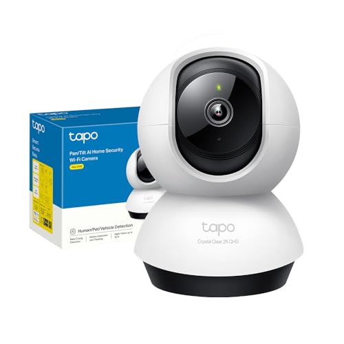 Tapo Tp-Link C220 Telecamera Wi-Fi Interno 2K 4Mp Qhd, Videocamera Sorveglianza, 360º Horizontal, Panoramica E Iinclinazione, Visione Notturna, Micros