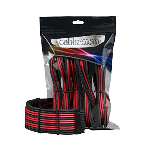 Cablemod Cm-Pcab-Bkit-Nkkr-3Pk-R - Kit Prolunga Cavo, Colore: Nero/Rosso