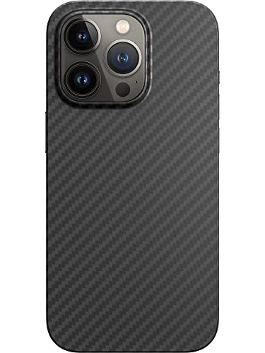 Black Rock - Custodia In Carbonio Ultra Sottile, Adatta Per Apple Iphone 14 Pro | Aramid, Custodia In Fibra, Ricarica Senza Fili, Premium (Nero)