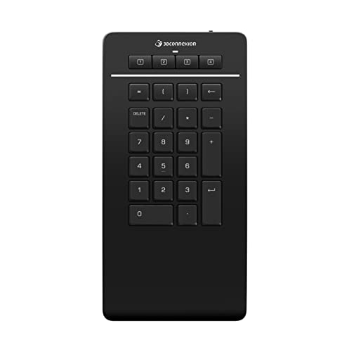 3Dconnexion |Numpad Pro|Blocco Numerico Senza Fili|Bluetooth|Usb-C|Nero Opaco