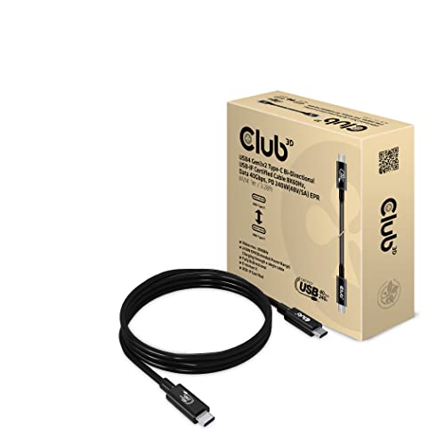 Club3D Cac-1576 Usb4 Gen3X2 Type-C Bi-Directional Cable 8K60Hz Data 40Gbps Pd 240W(48V/5A) Epr M/M 1M / 3.28Ft