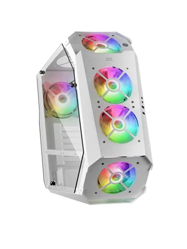 Marsgaming Mc51W, Custodia Da Gioco Pc Atx, Doppio Vetro Temperato, 5 X Ventola Rgb 12 Cm, Bianco