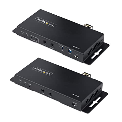 Startech.Com Extender Hdmi Su Fibra Ottica Lc, 4K 60Hz Fino A 1Km (Single Mode) O 300M (Multimode) - Hdr, Hdcp, 3,5Mm Audio/Rs232/Ir Extender, Kit Tra