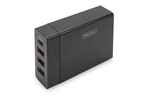 Digitus - Caricatore Universale Usb A 4 Porte, 1 Usb Tipo C, 3 Usb A, Power Delivery 2.0, Presa Di Corrente Europea, Funzioni Di Protezione Di Sicurez