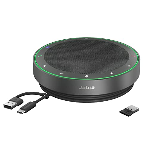 Jabra Speak2 75 Viva Voce Bluetooth Wireless, Adattatore Bluetooth Usb-A, 4 Microfoni Con Cancellazione Del Rumore E Altoparlante Full Range Da 65 Mm 