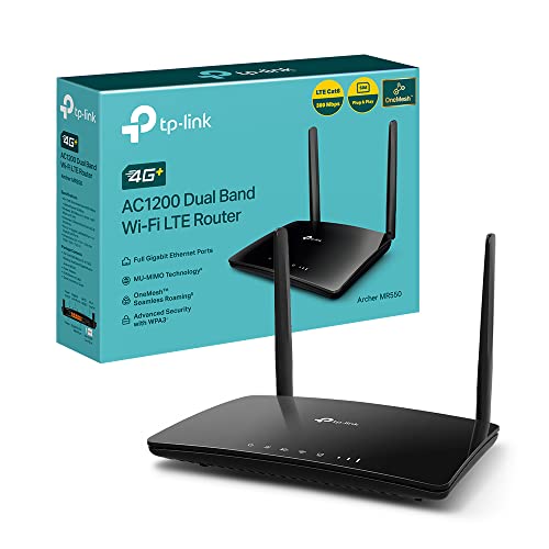 Tp-Link Router Archer Mr550 4G+ Cat6 300 Mbps, Wi-Fi Ac1200 Dual Band, Con Sim, Microsim, Porta Gigabit Lan/Wan, Mu-Mimo, Senza Configurazione, Tp-Lin