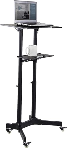 Techly 101669 Postazione Di Lavoro Supporto Laptop Con Mensola Altezza Regolabile Nero