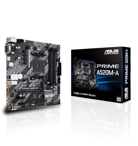 Asus Prime A520M-A Ii/Csm Scheda Madre Amd Micro Atx, Ddr4 Socket Am4, 4 Sata 6Gb/S, Slot M.2, Ethernet Realtek, Displayport, Hdmi, Usb 3.2 Gen 2 E Ty