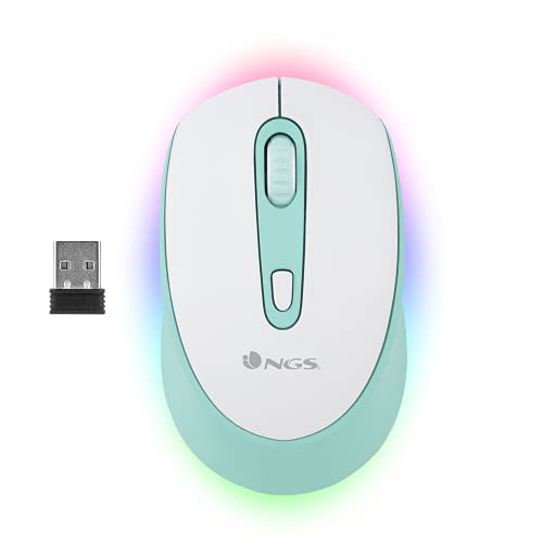 Ngs Smog-Rb Mint - Mouse Multidispositivo Wireless Ricaricabile Con Illuminazione A Led, Tecnologia Bluetooth 3.0/5.0, 2.4Ghz, Portata 10M, Durata Del