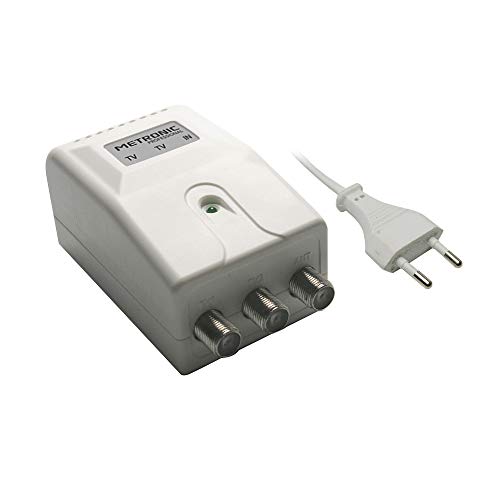 Metronic 414041 Alimentatore Per Amplificatori D'Antenna Con 2 Uscite Tv, Bianco