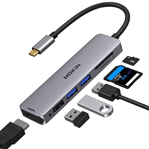 Usb C Hub Hdmi Per Macbook, Mokin Type C Hub 6 In 1 Dongle Usb C Con 4K Hdmi, Usb 3.0/Usb 2.0, Sd/Micro, Adattatore Usb C Per Macbook Pro/Air Lenovo X