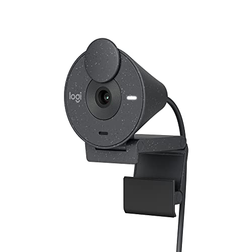 Logitech Brio 300 Webcam Full Hd Con Otturatore Privacy, Mic Con Riduzione Del Rumore, Usb-C, Streaming, Correzione Automatica Della Luce - Grafite