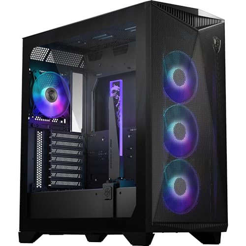 Msi Mpg Gungnir 300R Airflow Mid-Tower Pc Case - E-Atx, 4 Ventole Argb Da 120Mm Con Controller Hub, Supporto Verticale Per Gpu E Supporto, Filtri Anti