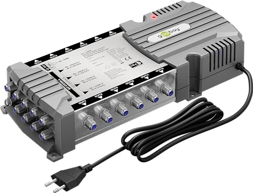Goobay 64881 - Interruttore Multiswitch Satellitare Compatto, 9 Ingressi, 12 Uscite, 4K, 8K Uhd/Dab+, Per 12 Partecipanti