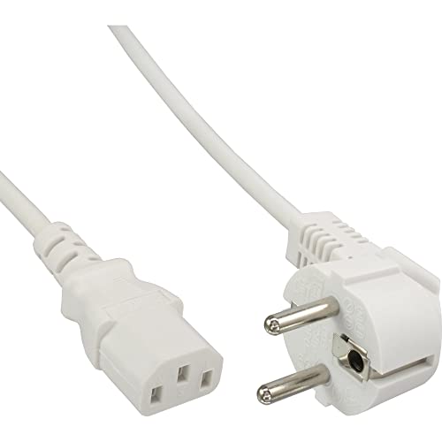 Inline 20980 Cavo Alimentazione, Spina Schuko Cee-7/7 90° A Presa Iec-320-C13, 5 M, Bianco
