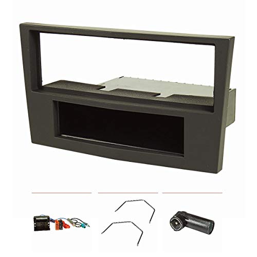 Tomzz Audio 2439-057 Il Set Di Lunetta Radio Si Adatta A Opel Corsa D Astra H Zafira B Charchoal Nero Con Adattatore Quadlock Iso, Adattatore Per Ante