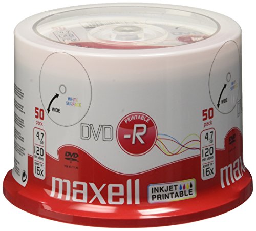 Dvd-R Vergini 275701 Maxell Full Printable Stampabili 16X, 4,7Gb In Campana Da 50 Pezzi