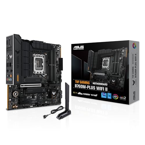 Asus Tuf Gaming B760M-Plus Wifi Ii Scheda Madre Intel (Lga 1700) Matx, Ddr5, Slot Pcie 5.0, 3 Pcie 4.0 M.2, Wi-Fi 6E, Ethernet Realtek 2.5Gb, Displayp