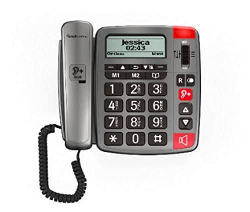 Amplicomms Powertel 196 - Telefono Per Anziani Con Cavo Con Riduzione Del Rumore, Vivavoce, Ottico