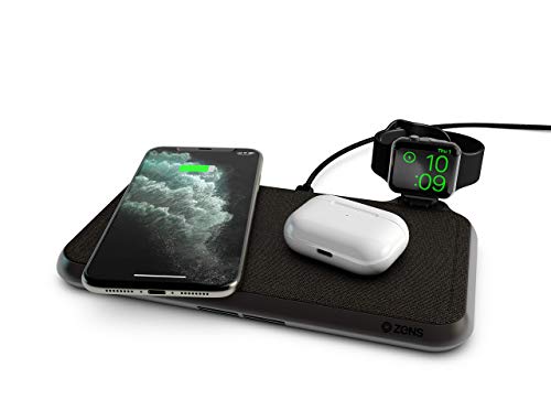 Zens Liberty 2X15W Caricatore Wireless Doppio (Posizionamento Libero Dei Dispositivi, Ricarica Rapida Apple E Samsung, Certificazione Qi, Alimentatore