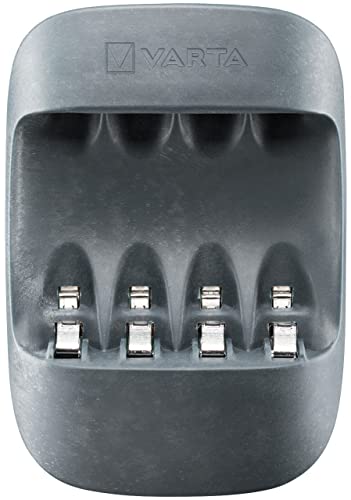 Varta Caricabatterie Ricaricabili 57680101401, Realizzato Con 50% Di Materiale Bioplastico, Carica Fino A 4 Pile Aa / Aaa