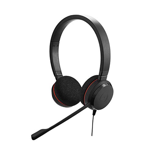 Jabra Evolve 20 Stereo Headset – Microsoft Certified Headphones For Voip Softphone With Passive Noise Cancellation – Usb-Cable With Controller – Black