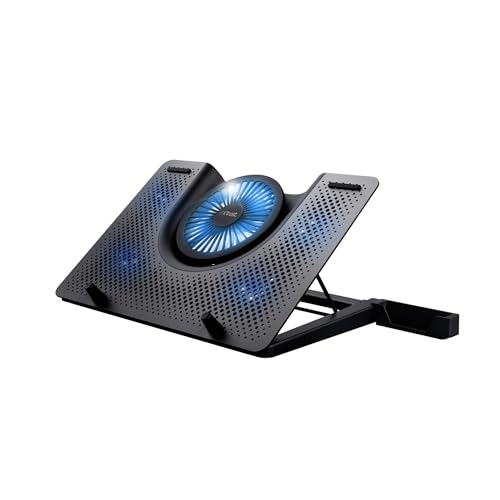 Trust Gaming Gxt 1125 Quno Base Di Raffreddamento Per Laptop Gaming Da 17.3, 5 Ventole Illuminate Led, Angolo Regolabile, Cooling Pad Con Supporto Per