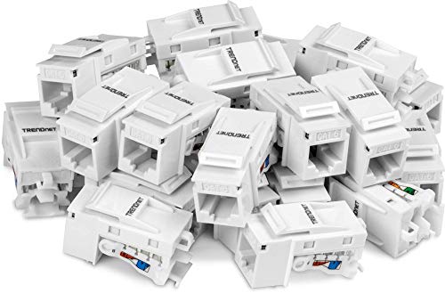 Trendnet Cat6 Keystone Jack – Confezione Da 25 Terminazioni Ad Angolo Di 90°, Etichettatura Codificata A Colori Per Cablaggio T568B, Tc-K25C6, Bianco