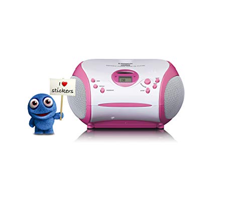Lenco Scd-24 Kids - Lettore Cd Per Bambini - Radio Cd - Con Adesivi - Boombox - Sintonizzatore Radio Fm - Memoria Titolo - 2 X 1,5 W Rms - Alimentazio