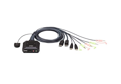 Aten Cs22Dp Usb Displayport Cable Switch Kvm Con Selettore Remoto, 2 Porta